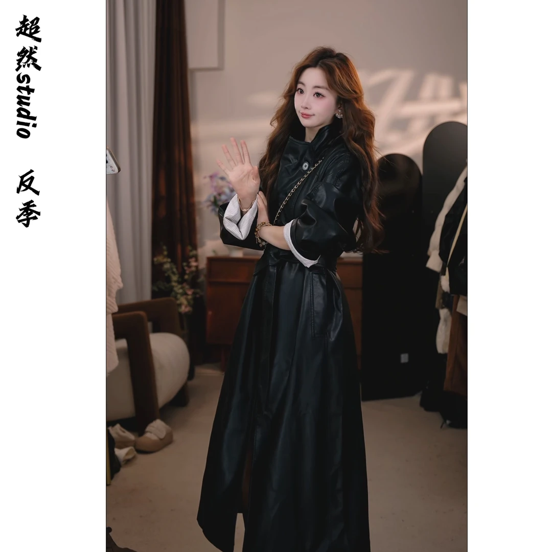 翻领皮衣宽松型常规黑色秋冬不对称春季显瘦8888