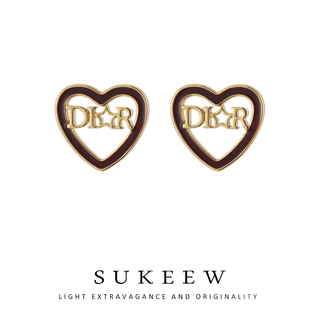 SUKEEW/酥可 铜合金耳饰 精致气质爱心字母百搭耳环204004