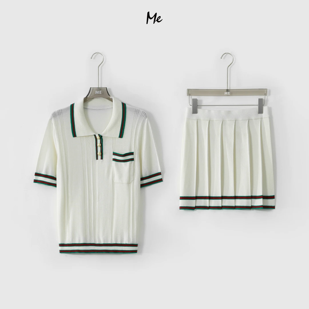 ME【网球千金】桑蚕丝天丝混纺千金奢牌感显瘦百搭套装MESS5004