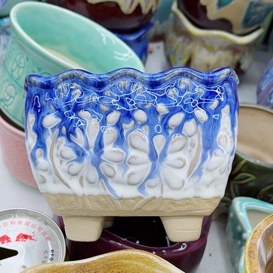 多肉绿植陶瓷花盆9.9包邮， 有空