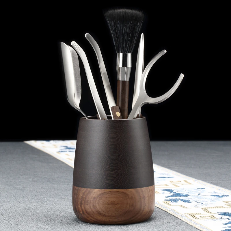 胡桃木电木茶道六君子套装高档轻奢茶夹茶刷功夫茶具茶艺泡茶工具