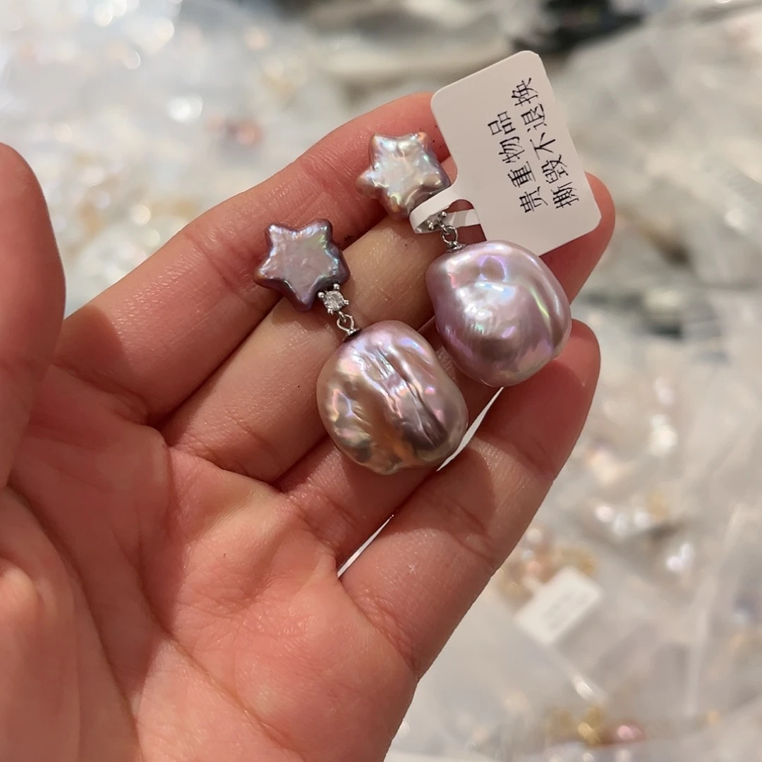 淡水珍珠耳饰银S925镶嵌