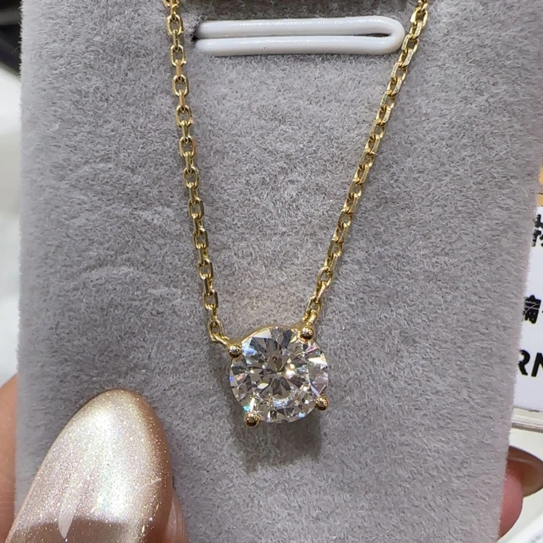 实验室培育钻石18K金镶嵌颈饰四爪项链1卡