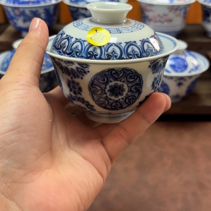 瑕疵，不合缝手绘盖碗