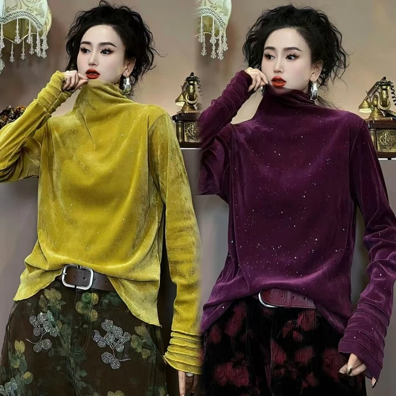 【亿火】秋冬套头不褪色长袖T恤女通勤百搭时尚加厚上衣-G20-250761