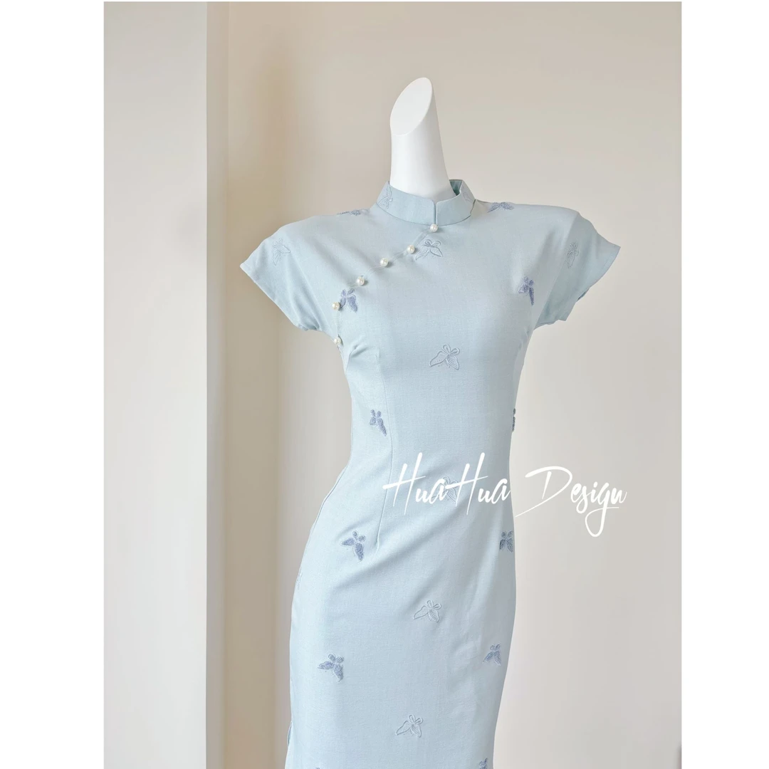 苏故里【星澜蝶絮】文艺复古无袖日常旗袍优雅立领显瘦修身