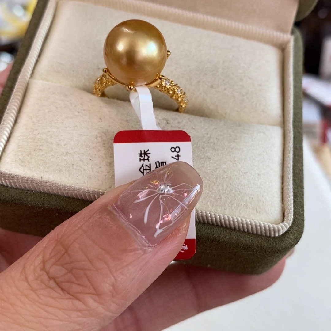 戒圈银S925镶嵌海水珍珠