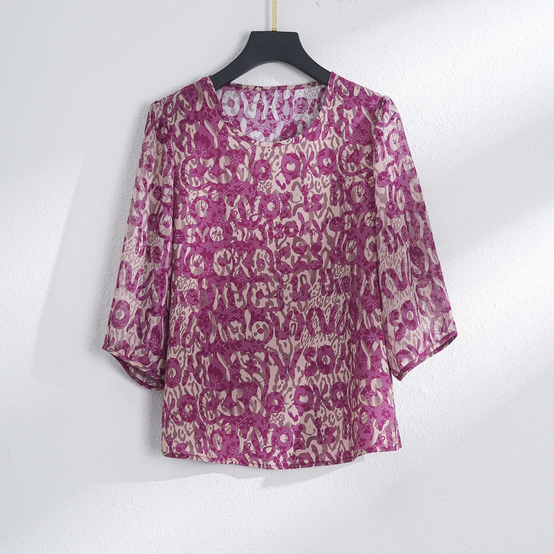 【夏季新款】洋气时尚碎花半袖休闲百搭显瘦圆领小衫CS6500 衣长59