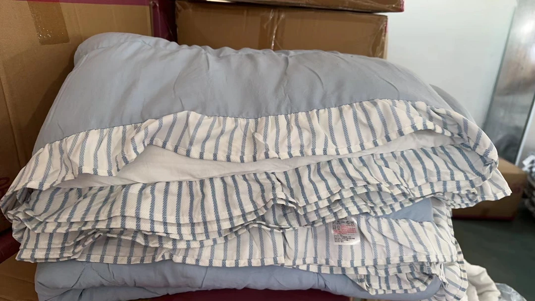 I2白蓝AB面木耳边大厚被子180*210