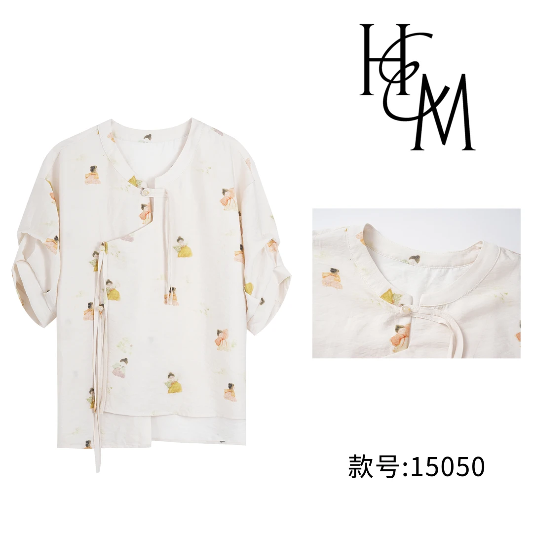 HUIERMAN/慧尔曼莱赛尔天丝设计师款新中式斜襟盘扣衬衫【15050】