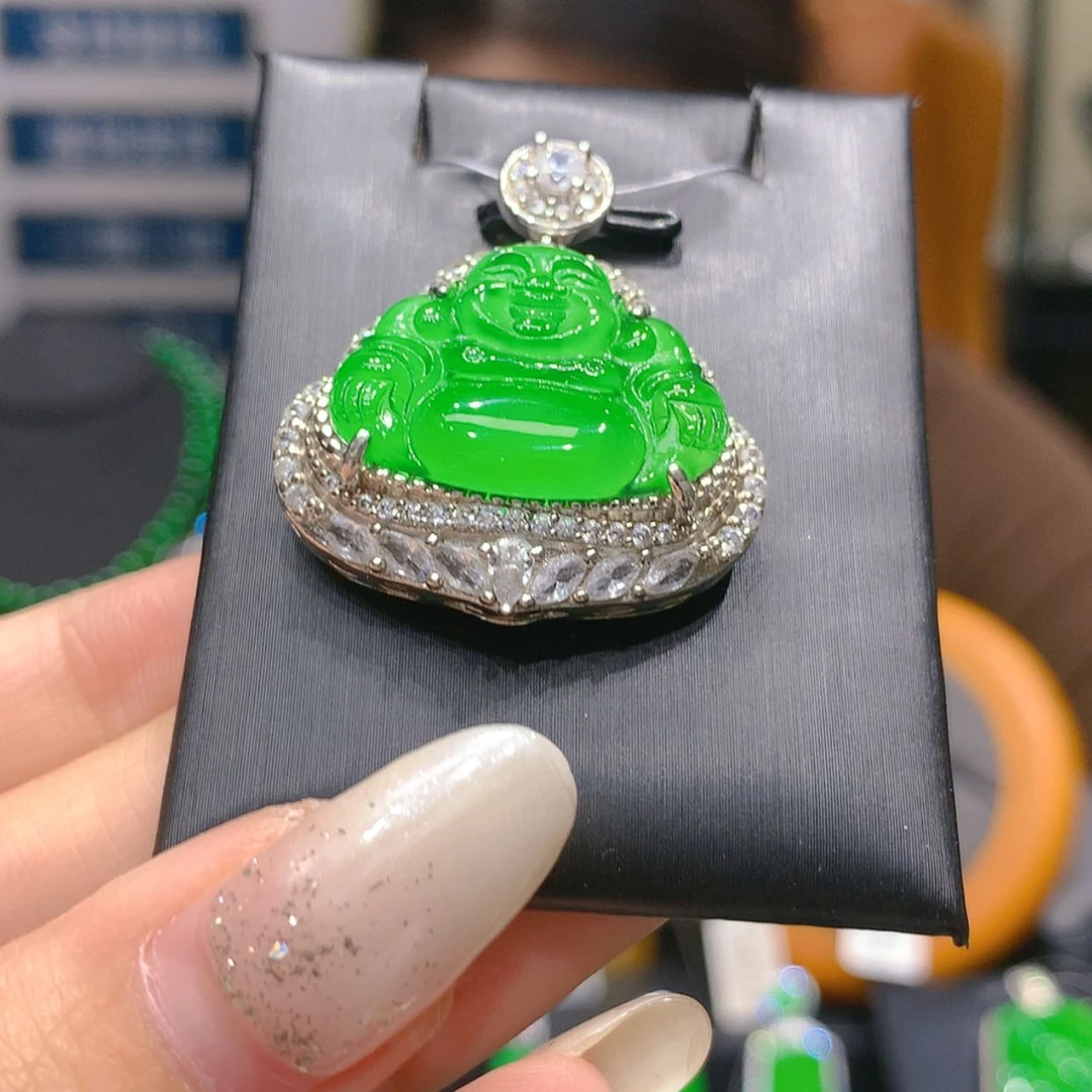 【闪购商品】颈饰银S925镶嵌翡翠5柒姐