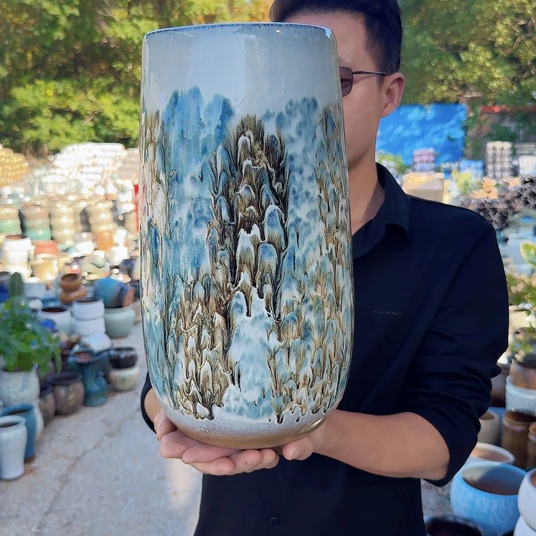 紫砂花盆口17高36（一个窝水墨画白色欧