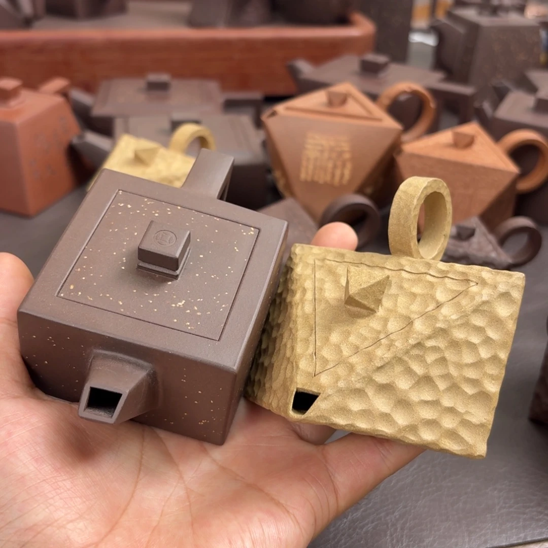 0***1茶壶紫砂全手工八方段泥80c小四方120cc紫泥铺沙