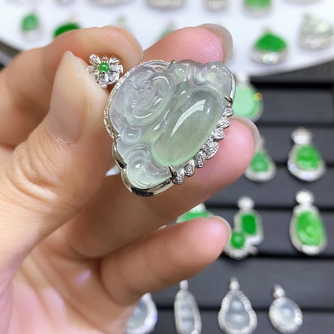 翡翠18K金镶嵌吊坠(不含链)