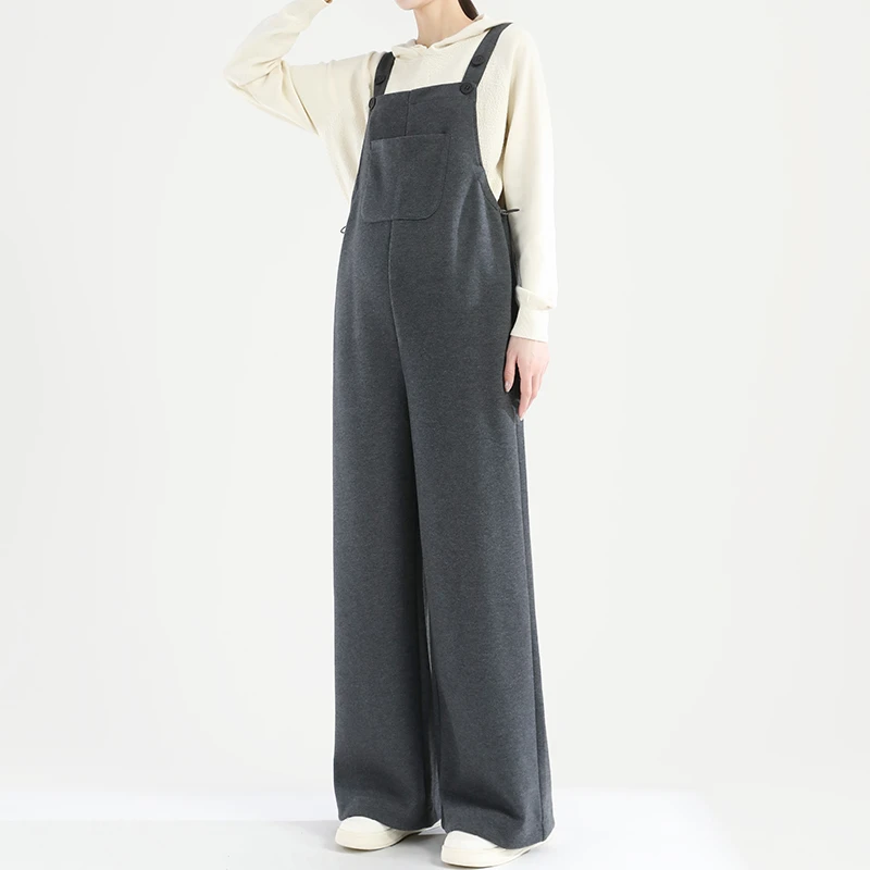 孕妇针织背带裤秋冬款2025新款冬季加绒加厚休闲宽松时尚大码