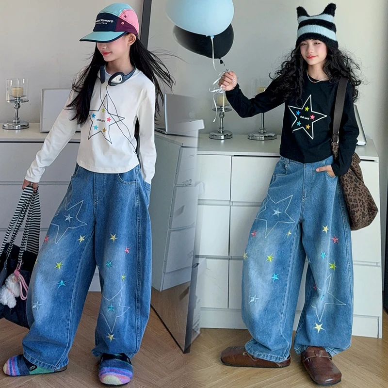 女童套装2025新款春秋洋气时髦中大儿童牛仔裤两件套女孩秋装韩范