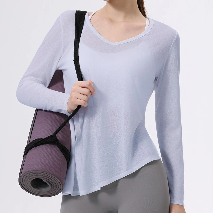 鸡心领休闲运动健身上衣专业普拉提长袖瑜伽服罩衫1429