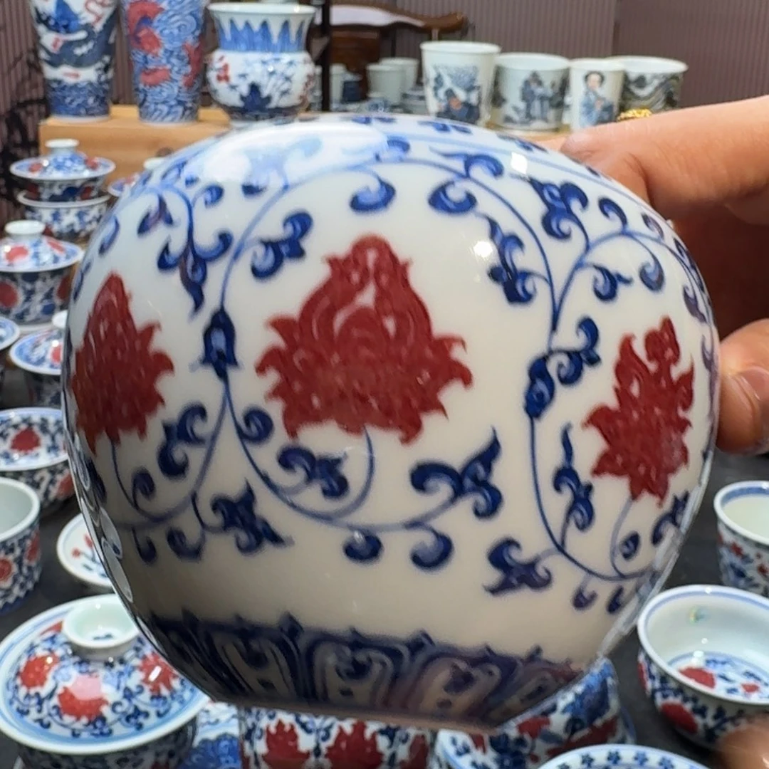 缠枝莲风水缸水洗