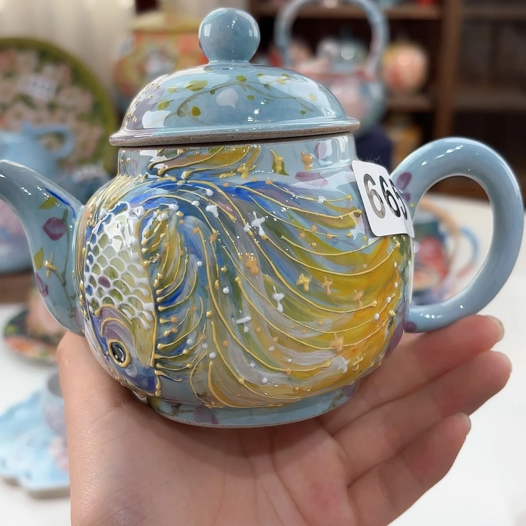 景德镇手绘高温釉下彩陶瓷茶具