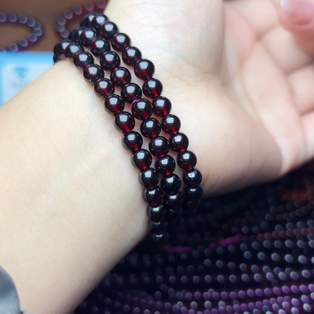 手链未镶嵌石榴石卡5.6酒红三圈9a高品