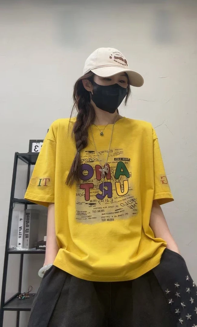 6号【成姐甄选】夏女潮时尚彩色园领休闲宽松洋气短袖（长63胸120cm】