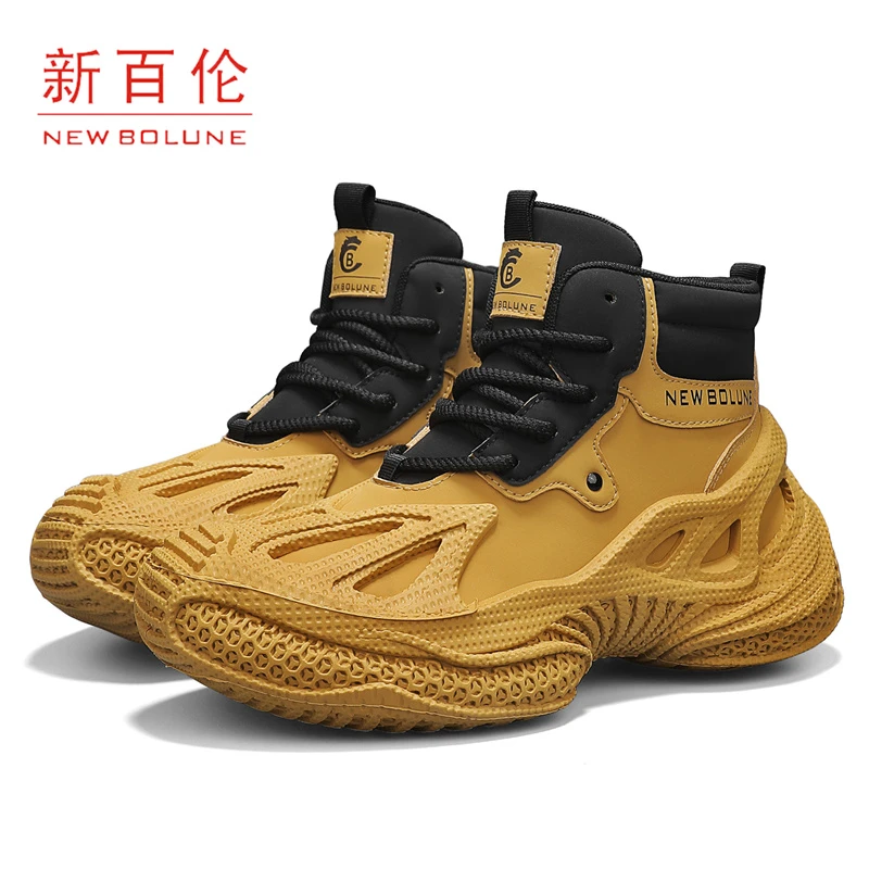 NEW BOLUNE/新百伦秋冬新款男鞋马丁靴厚底增高防滑耐磨时尚百搭