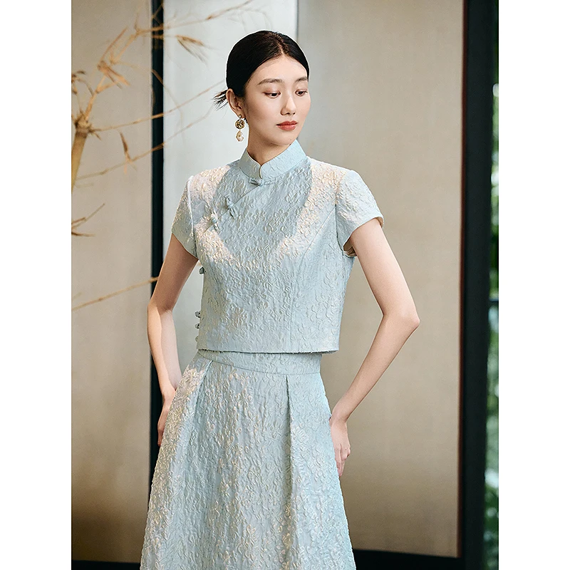 Song of Song歌中歌气质修身时尚夏季复古中式女上衣5C65270036