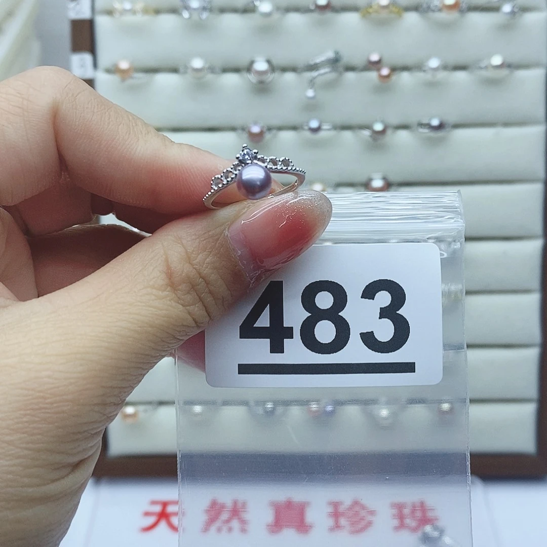 淡水珍珠戒指银S925镶嵌J*483