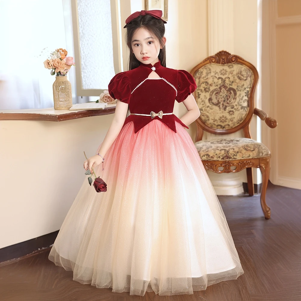 女童礼服公主裙主持人钢琴演出服花童晚礼服12岁儿童生日公主裙
