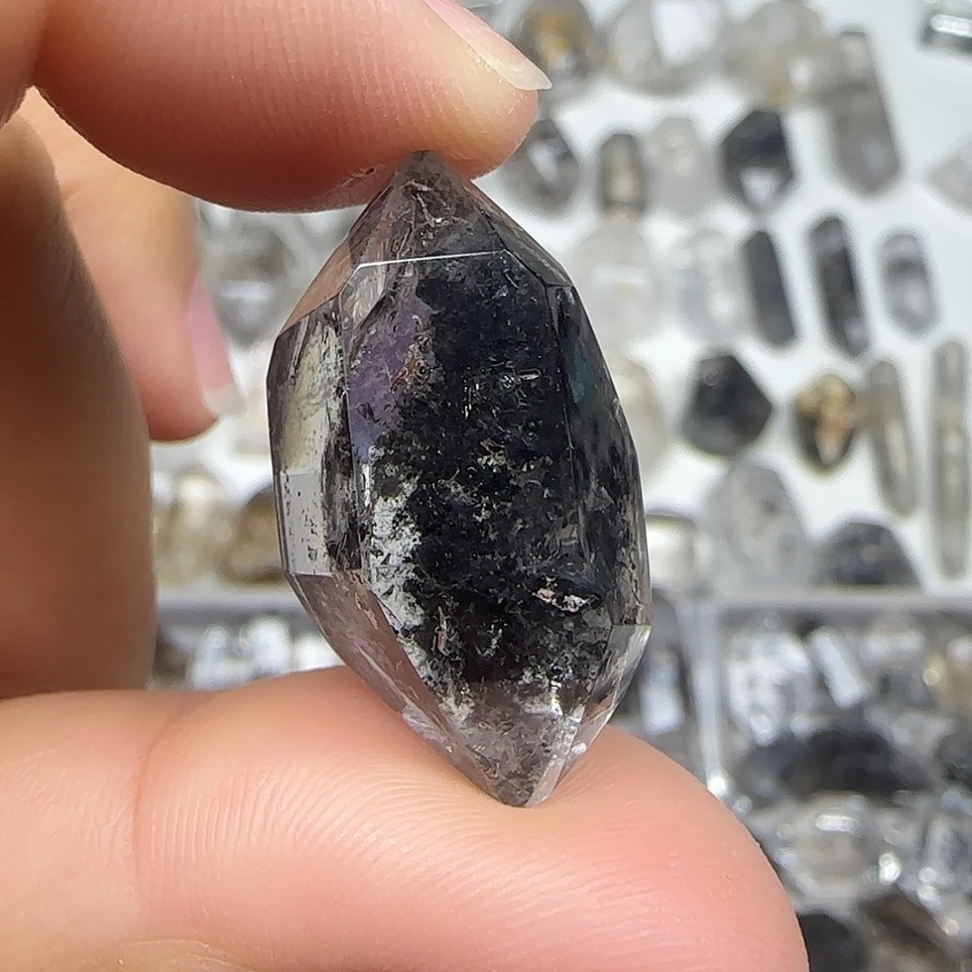 未镶嵌珠宝半成品水晶闪灵双尖随形