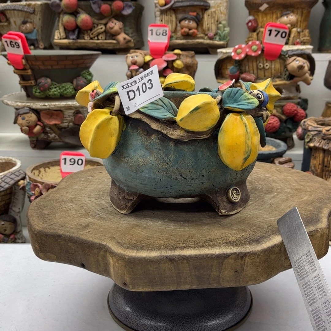 花盆103白狐花盆手捏