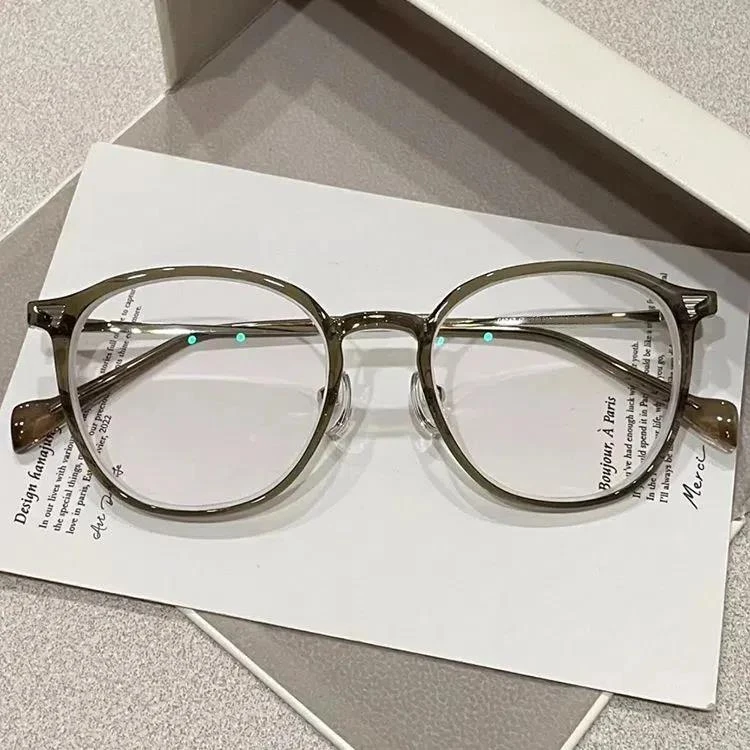 超轻冷茶色女近视可配蓝光有度数方圆脸素颜神器眼镜框架大脸显瘦