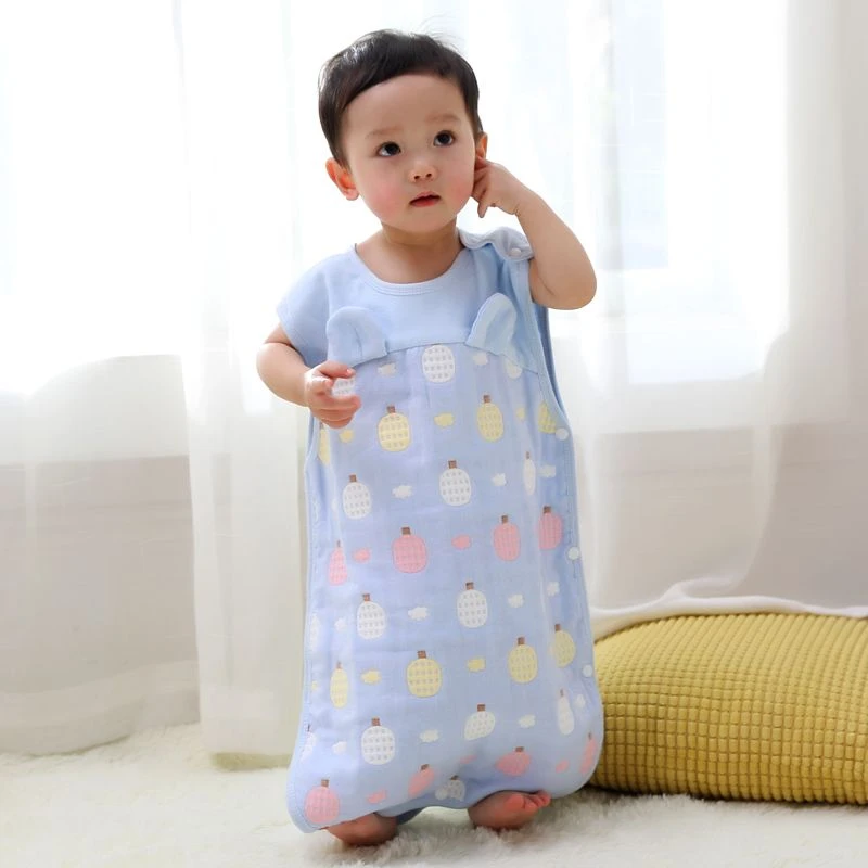 宝宝纱布睡袋新生婴儿春夏季薄款空调房儿童护肚子防踢被神器5656