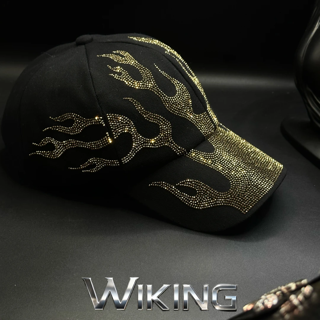 王大嘴原创 ”黑金钻焰“奢华金钻燃烧火焰显脸小棒球帽M691