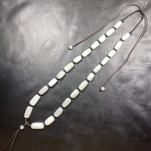 和田玉白玉手编款吊坠链子 可调节