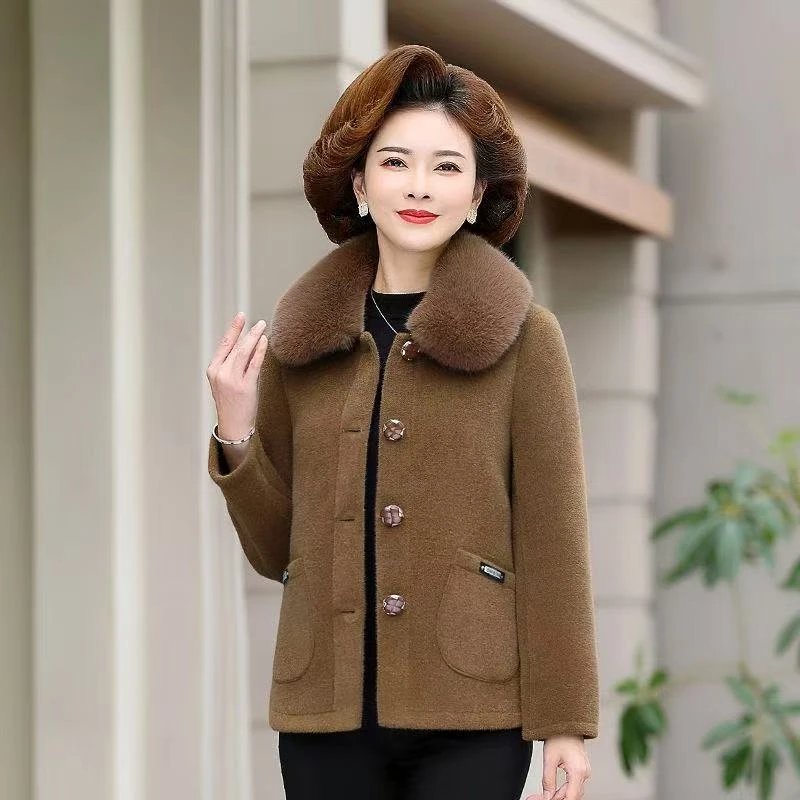 7963-冬季高档外穿中老年新款洋气保暖妈妈装外套