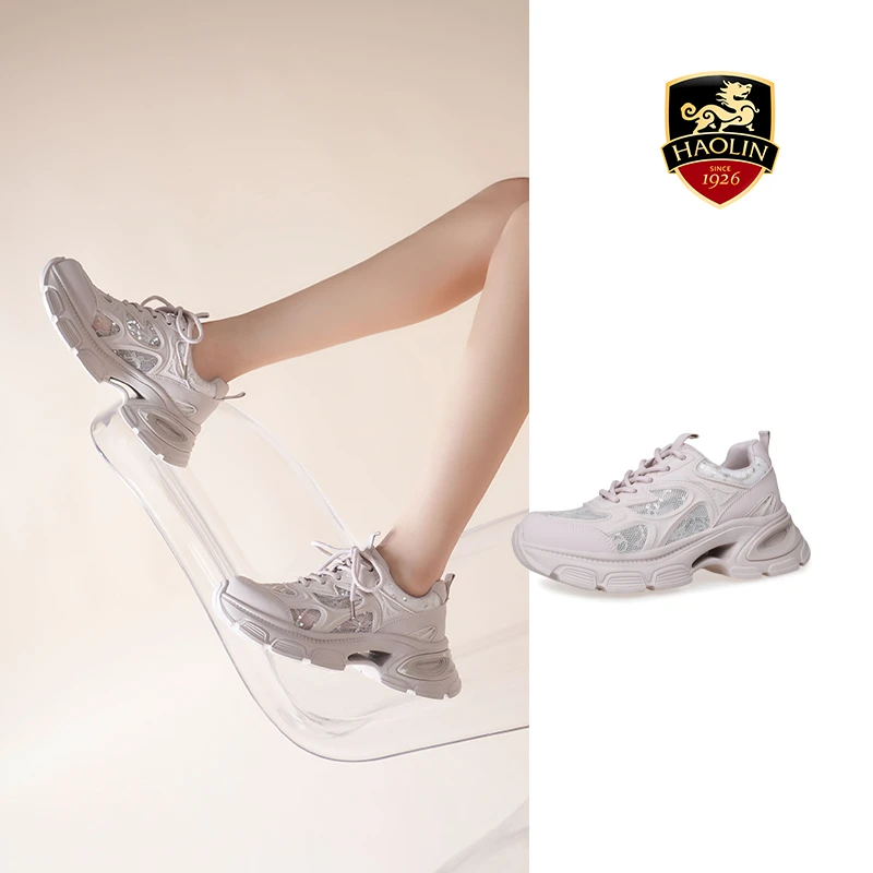 豪麟名鞋迪嘉女鞋时尚老爹鞋滴胶/牛皮革老爹鞋女DJXXO51WX215