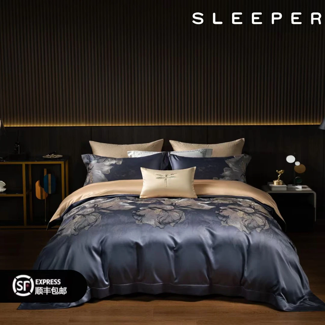 SLEEPER新款「芳华」设计师联名埃及棉色织提花轻奢四件套