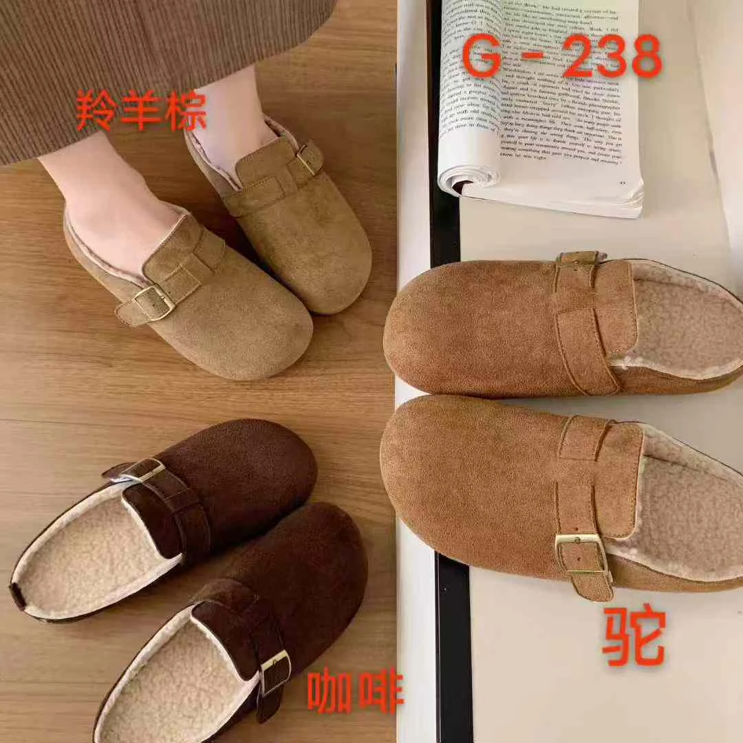 G-238  新款博肯拖鞋一脚蹬总跟高时尚休闲鞋厚款冬季圆头极简风