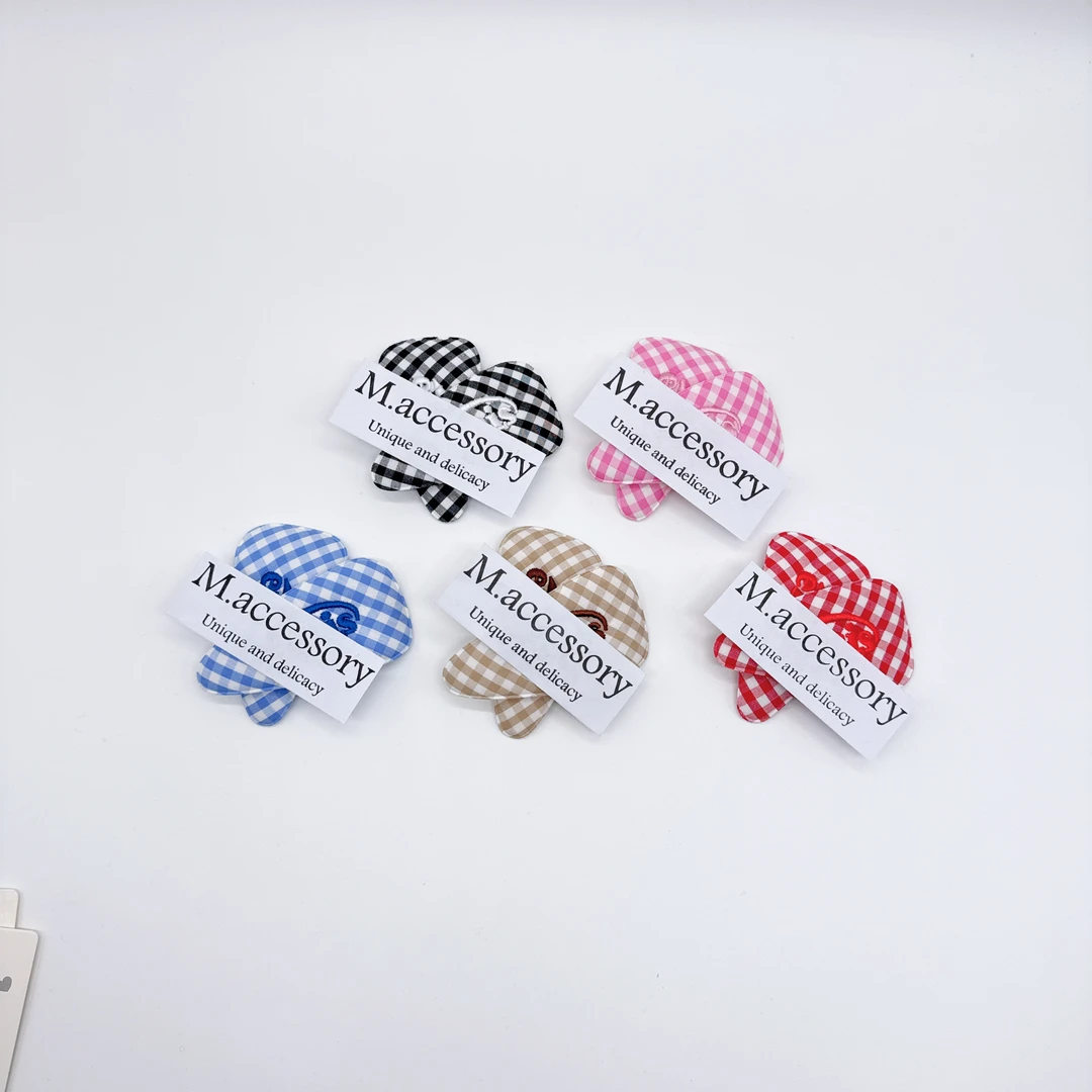 Mi33 韩版饰品 布艺格子字母BB夹边夹 J059003
