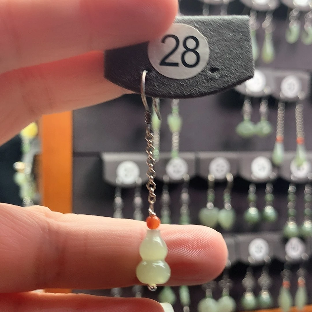 和田玉耳饰银S925镶嵌和田玉28