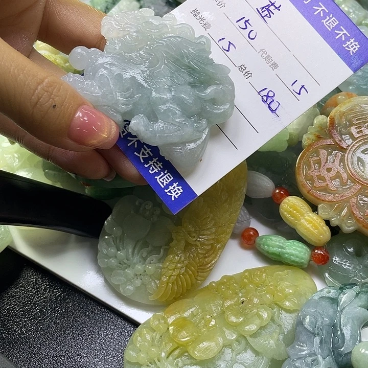墨***蓝未镶嵌定制翡翠毛货27