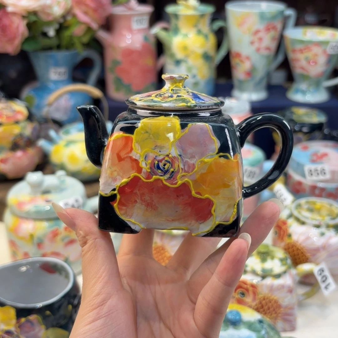 瓷片景德镇手绘高温釉下彩陶瓷茶具
