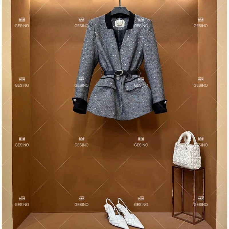 【露】秋季轻奢小香风英伦时尚设计师小众外套  QD-2024773