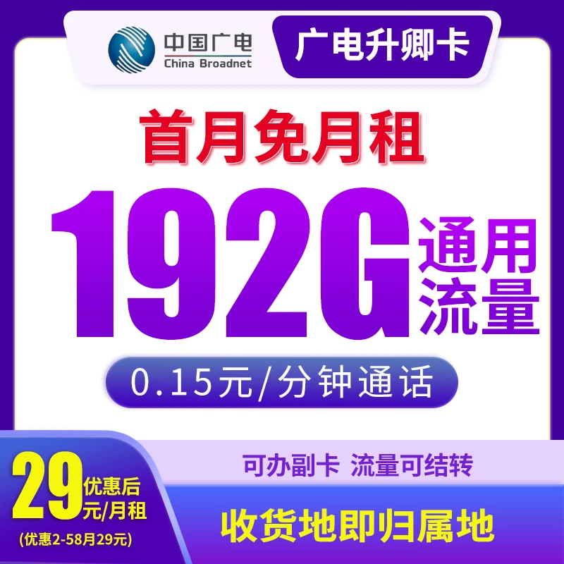 六翼专属【升卿卡-发全国】大流量卡电话卡不限速5G网卡官方手机卡