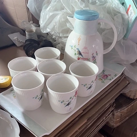 微瑕，不能明火，一壶6杯，一拖盘