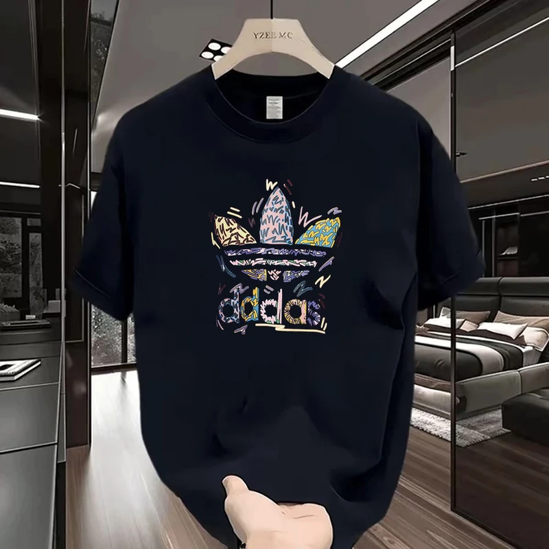 1012【一折粉丝福利】夏季男女同款百搭时尚潮牌短袖T恤彩叶子