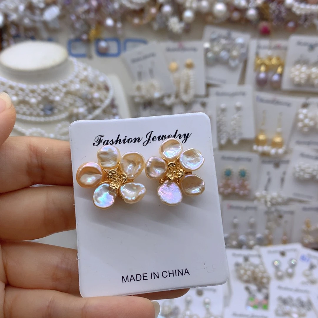 合金淡水珍珠耳饰项链