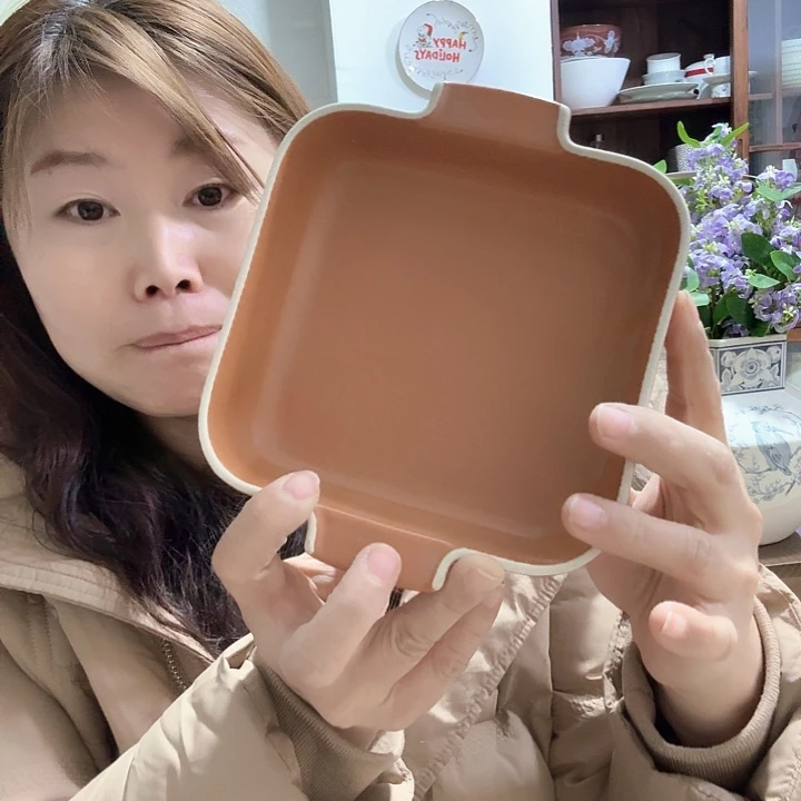 外贸橘色方烤盘微瑕