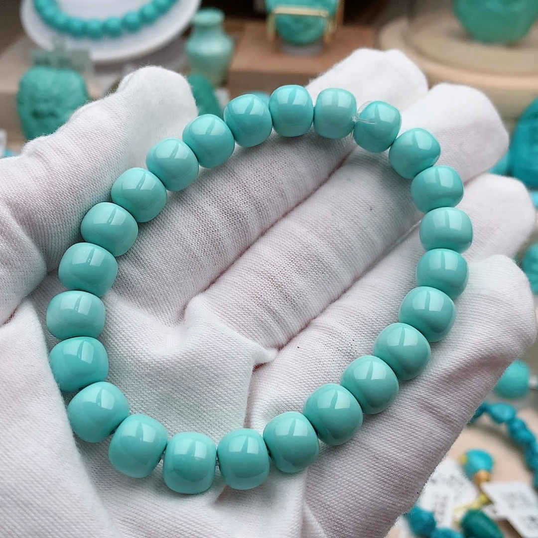 绿松石珠宝奇石未镶嵌9mm